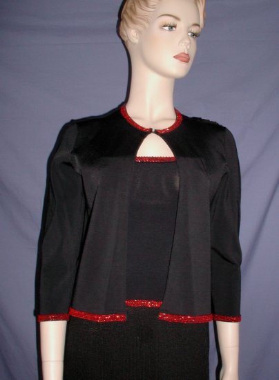 NICOLE MILLER Collection Black Beads Top Jacket Small/Medium