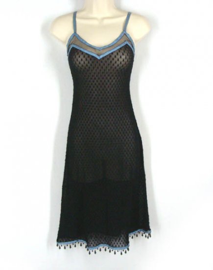 Sexy Betsey Johnson Polka Dot BEADS Sheer Dress P S 2/4