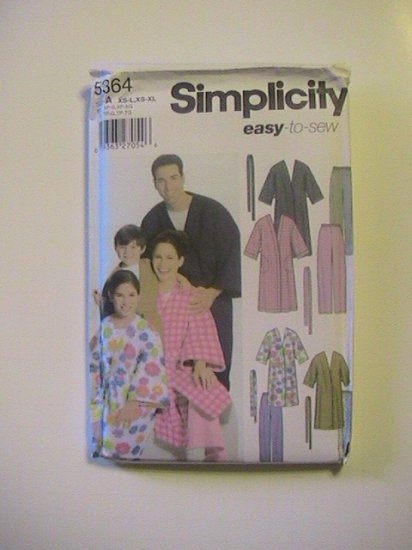 Simplicity Pattern 5364, Unisex Child, Teens, Adult Robe,Sizes,Xsmall to Large, Xlarge