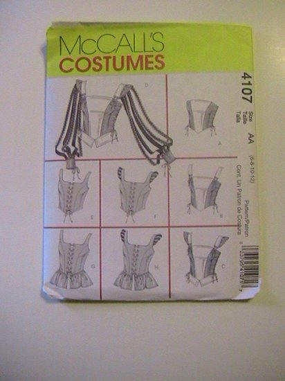 McCalls Costumes,Sewing Pattern 4107 Size AA, Misses Renaissance Tops