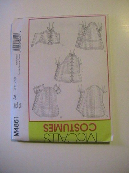 McCalls Costumes Corsets,Sewing Pattern, M4861, Size AA 5 Styles