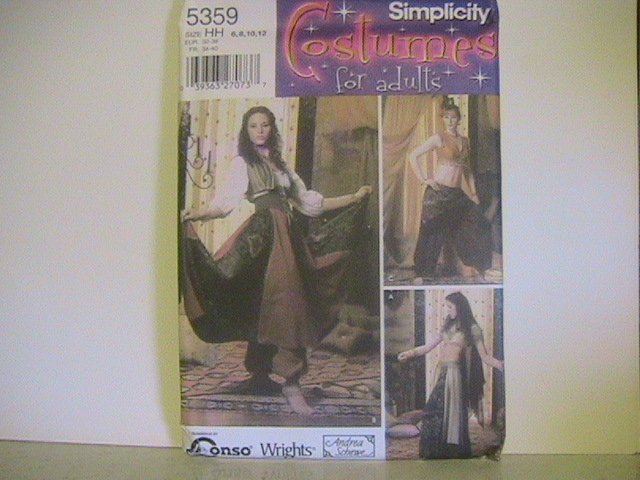Simplicity Costume Pattern for Adults, #5359,Size HH,Misses, a Gypsy, Belly Dancer, Harem Girl,