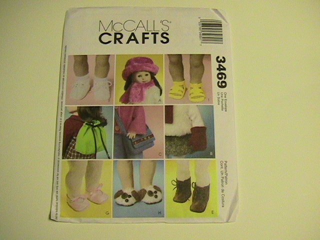 McCalls Crafts Accessories Sewing Pattern #3469 for 18 inch Doll