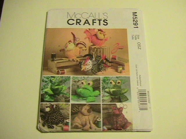 McCalls Crafts Sewing Pattern, #M5291,Animal Sewing Caddies