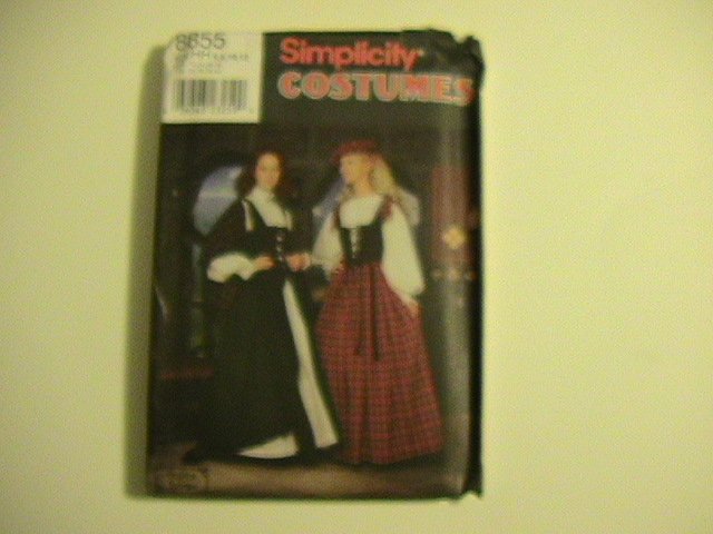 Simplicity Costume Pattern, #8855, Size HH, Misses,6,8,10,12,with Hat