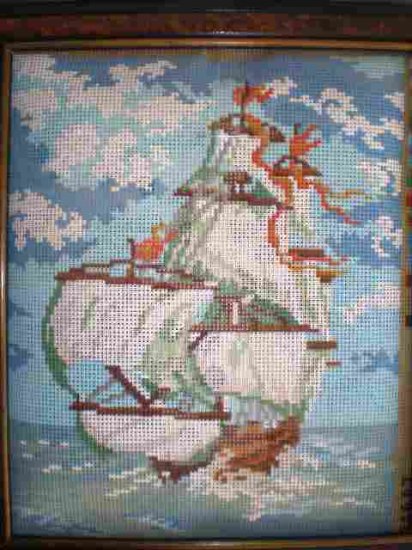 Gobelin's Ship out to Sea Needlepoint Kit comes with Frame to finish
