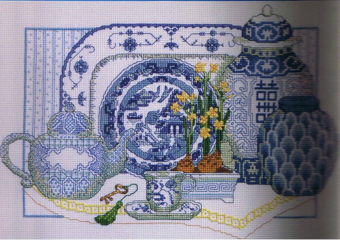 Janlynn Delft Blue China Counted Cross-Stitch kit