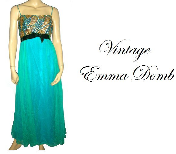Vintage 50s Emma Domb Party Ball Gown Dress 16 L Large
