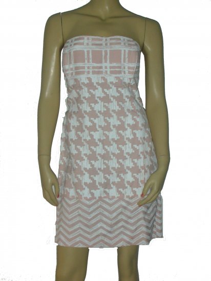 $498 Randolph Duke Pink White Strapless Dress size 10 M Medium