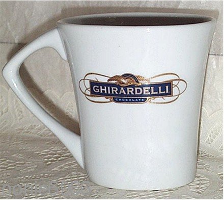 GHIRARDELLI fine CHOCOLATE oval COFFEE MUG cup