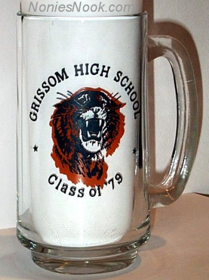 Glass Mug - Grissom High School Class of 1979 - Tigers mascot - Huntsville AL 79