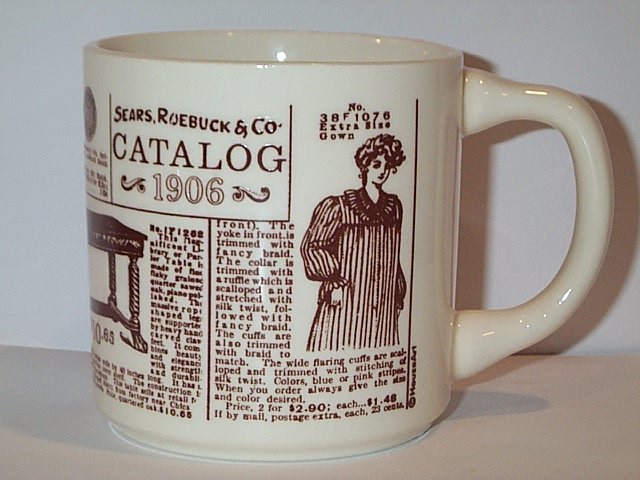 Sears Roebuck & Co Catalog 1906 COFFEE MUG white brown
