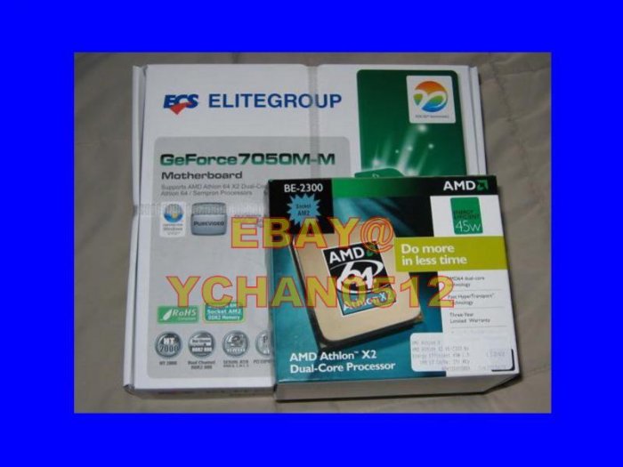 NEW AMD Athlon 64 X2 BE-2300 + New ECS GEFORCE7050M-M Motherboard Combo SOCKET AM2
