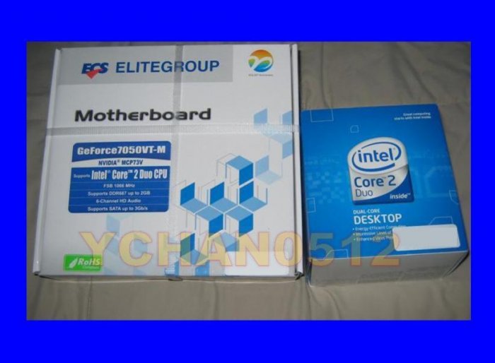 INTEL DUAL CORE 2 DUO E7200 CPU 2.53GHZ FAN LGA 775 HEATSINK SLAVN+ ECS GF7050VT-M Motherboard Combo
