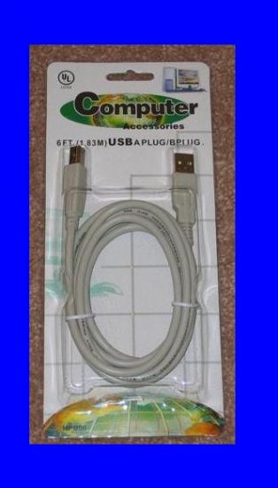 6 FT USB 2.0 A-B CABLE For HP CANON EPSON DELL PRINTER