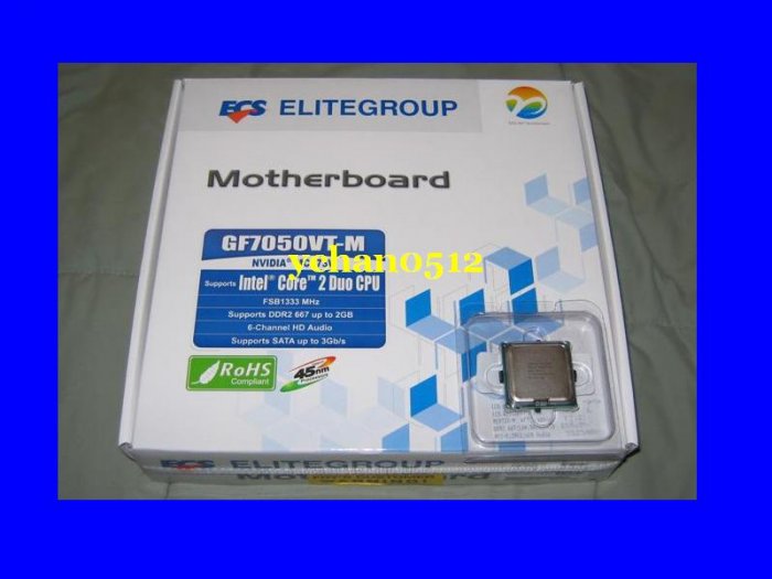 NEW INTEL CORE 2 Quad Q8200 LGA 775 SLB5M + ECS GF7050VT-M Motherboard Combo