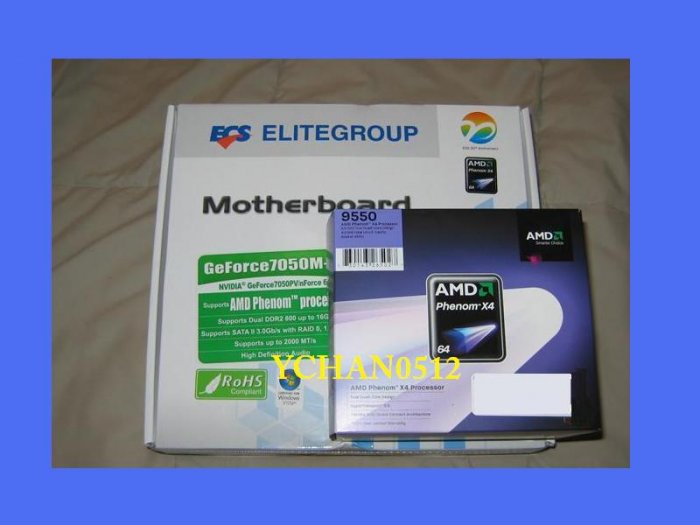 NEW AMD Phenom 9550 X4 2.2Ghz Quad Core CPU Processor + ECS GEFORCE7050M-M v2 Motherboard AM2 Combo