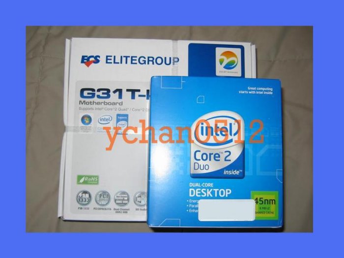 NEW INTEL DUAL CORE 2 DUO E8500 CPU 3.16GHZ LGA 775 SLB9K+ECS G31T-M Motherboard Combo BX80570E8500