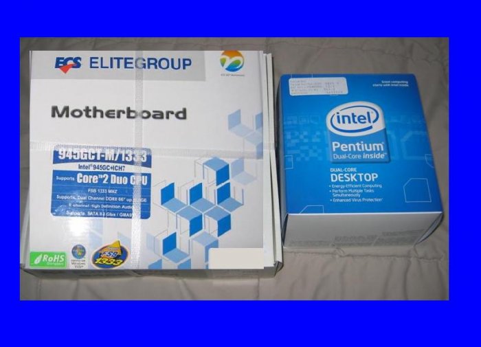 NEW BOX Intel Pentium Dual Core E2200 2.2 Ghz + ECS 945GCT-M Motherboard Combo LGA 775 1333 FSB