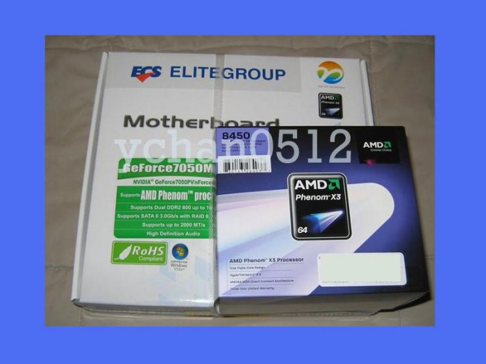 NEW AMD Phenom 8650 X3 2.3Ghz CPU Processor + ECS GEFORCE7050M-M v2 Motherboard SOCKET AM2 Combo
