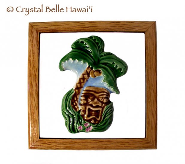 Hawaiian Tiki/Palm Tree Ceramic/Tile/Wood Bar/Room Sign