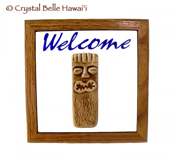 Hawaiian Tiki Ceramic/Tile/Wood Bar/Room Welcome Sign