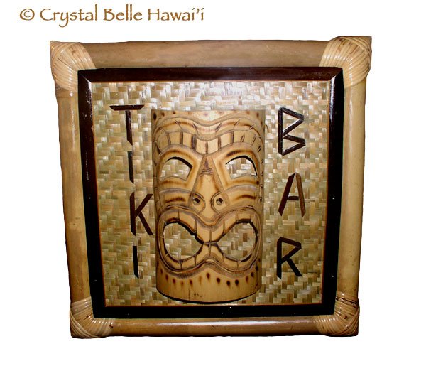 Hawaiian God Ku Tiki Bar Room 3D Sign Bamboo Mask