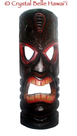 Hawaiian God Fiery Ku Wooden Carved/Painted Tiki Mask 20"