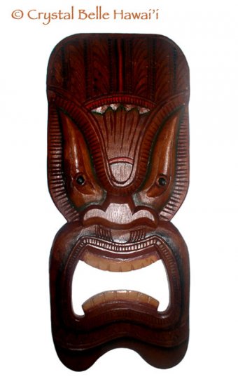 Hawaiian Lucky Tiki Hand Carved/Painted Wood Wall Hanging 20"