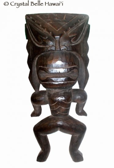 Hawaiian God Lucky Carved Wood Tiki Wall Hanging 16"