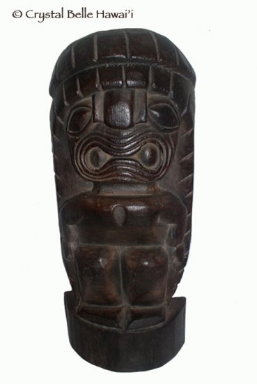 Hawaiian God Fat Ku Carved Wood Luau Tiki Statue/Figurine 20"