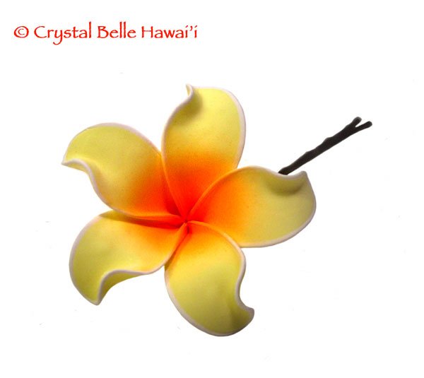 Hawaiian Plumeria Lei Flower Hair Pin Yellow/Orange