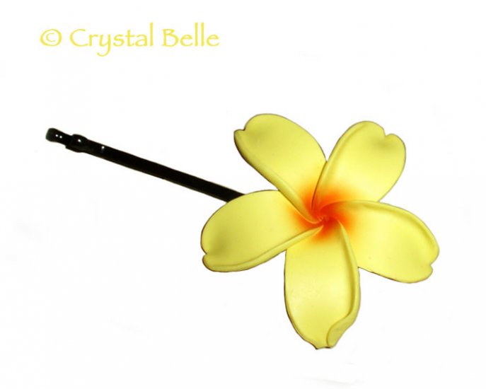 Hawaiian Frangipani/Plumeria Flower Hair/Hat Pin, Sunny Yellow