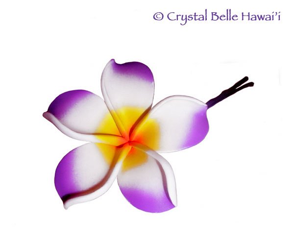Hawaiian Plumeria/Frangipani Lei Flower Hair Pin, Purple, White, Yellow