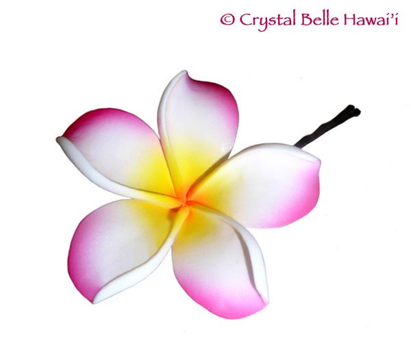 Hawaiian Plumeria/Frangipani Lei Flower Hair Pin - Pink White Yellow