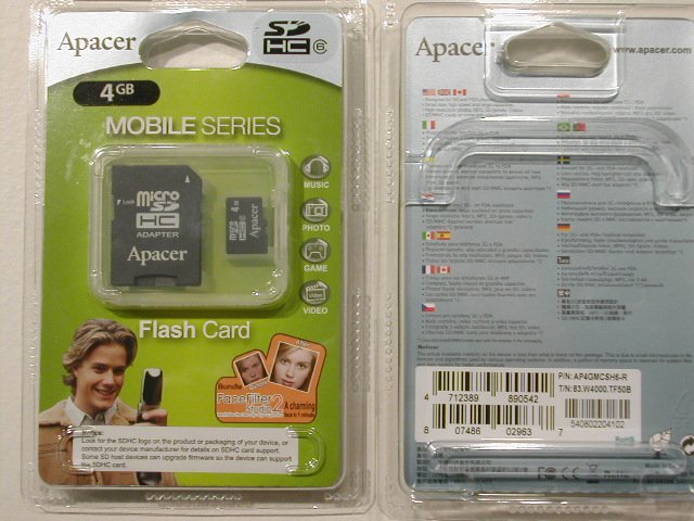 Apacer Micro SD SDHC 4GB with Adapter