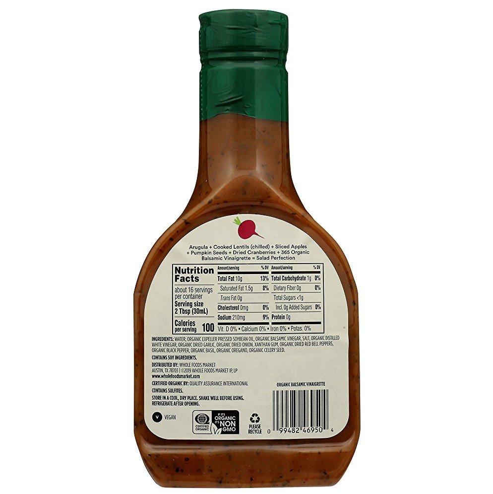 365 Whole Foods Market Organic Balsamic Vinaigrette 16 Oz