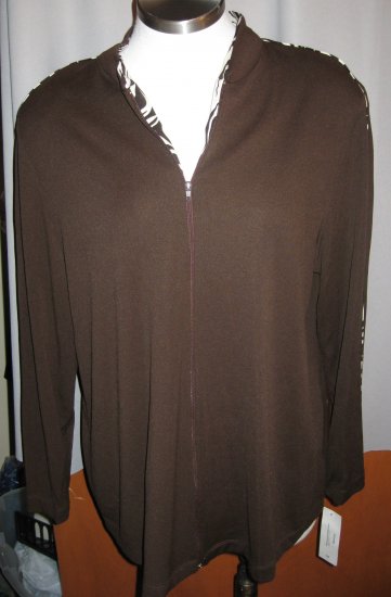 Vikki Vi Brown Zip Front Jacket Size 1X