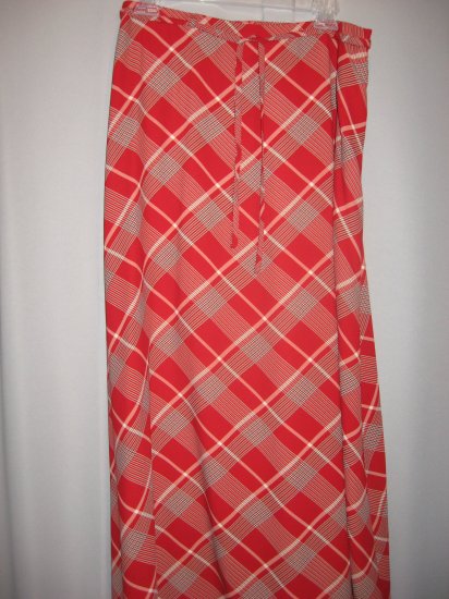 Liz Claiborne Red Plaid Long Skirt Size 12