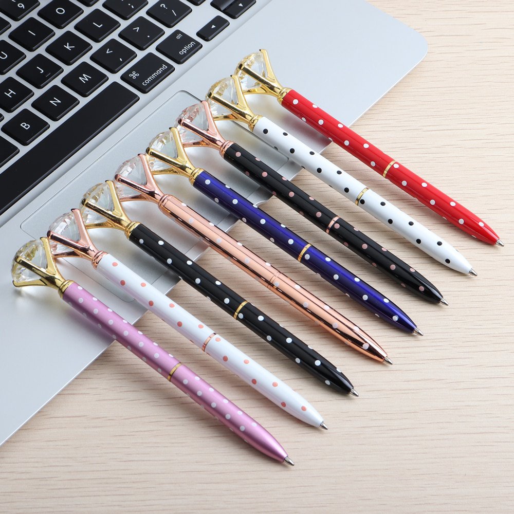 Genkky Kawaii Ballpoint Pen Big Gem Metal Ball Pen With Large Diamond