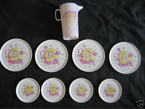 BARBIE DOLL PLATES TEA SET PLAY FOOD PLATES PLAY