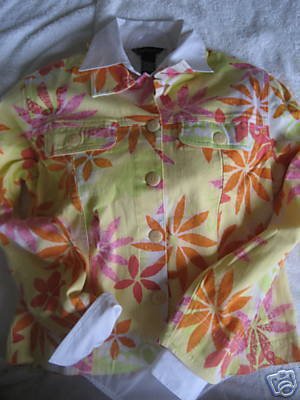 COLDWATER CREEK FLORAL STARBURST JACKET PETITE PS SMALL