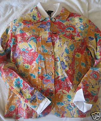 COLDWATER CREEK RAINBOW LINEN FLORAL JACKET PETITE PM