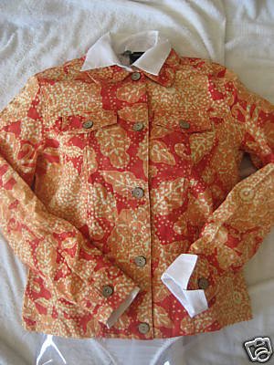 NEW COLDWATER CREEK BRIGHT FLORAL LINEN JACKET XS