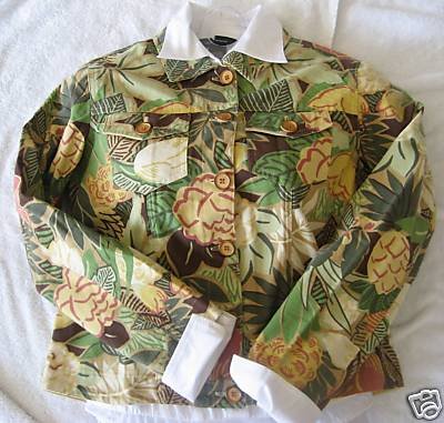 NEW COLDWATER CREEK JUNGLE FLORAL JACKET PETITE PS