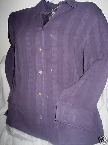 NEW COLDWATER CREEK purple textured L/S SHIRT TOP SMALL