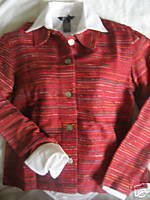 NEW COLDWATER CREEK RED TEXTURE STRIPE JACKET PETITE PS