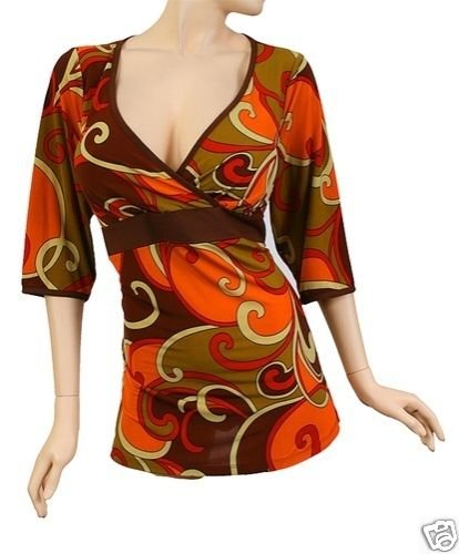 NEW MOD RETRO SEXY EMPIRE KIMONO TUNIC TOP SHIRT 1X
