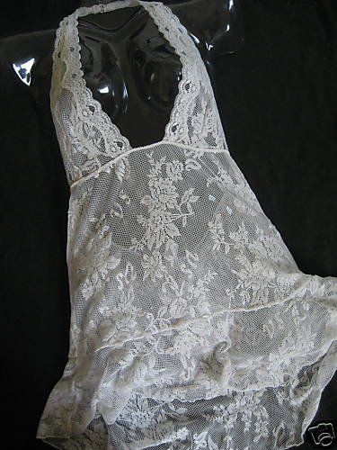 NEW VICTORIA SECRET LACE HALTER GOWN SEE THRU BRIDAL M