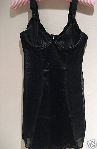 NEW VICTORIA SECRET SATIN MESH RETRO SLIP BLACK 36C